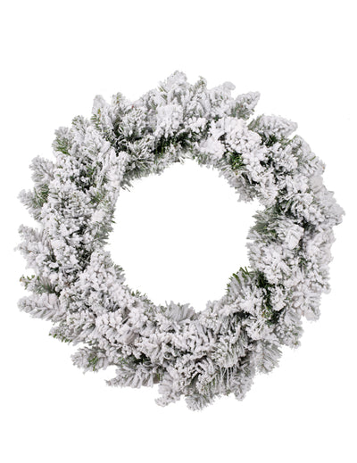Couronne de sapin enneigée pour Noël blanche et verte