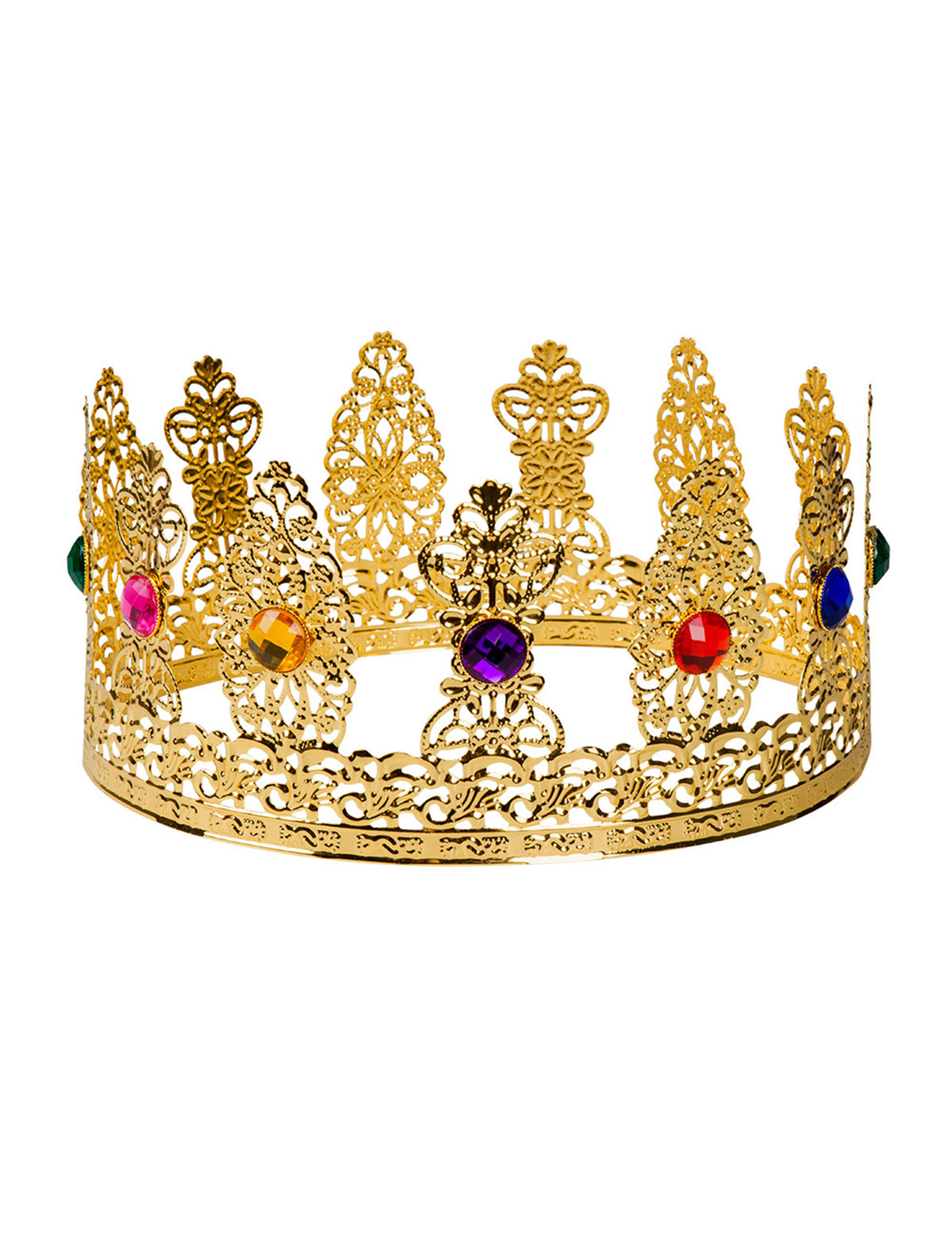 Vue de face de la couronne reine avec fausses pierres pour adulte