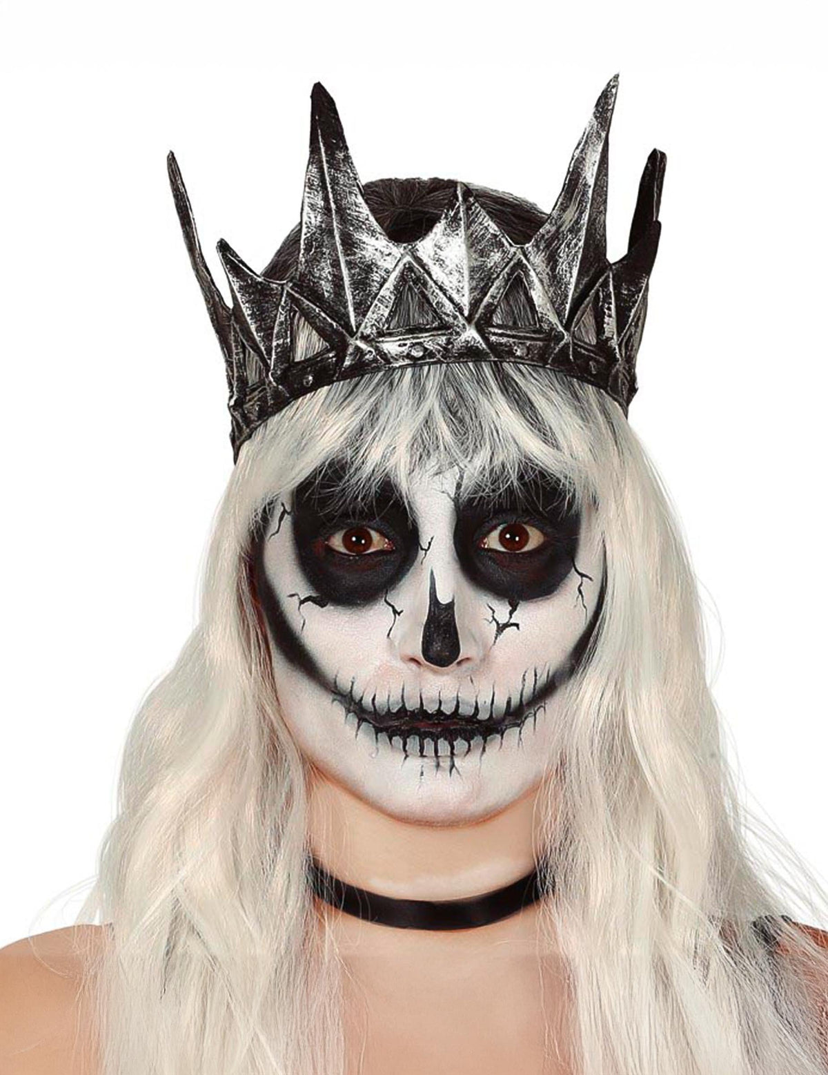 Couronne de reine malveillante pour adulte en latex argentée