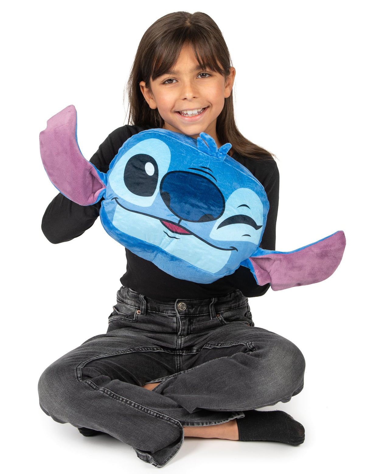 Coussin Cocooning en Forme de tête Stitch Lilo & Stitch pour enfant bleu