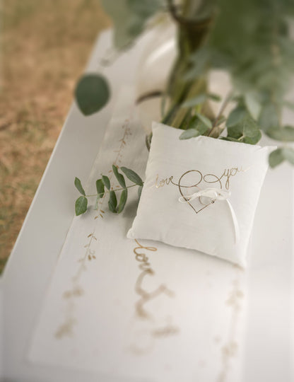 Alianțe pernă te iubesc alb și sau 18 x 18 cm