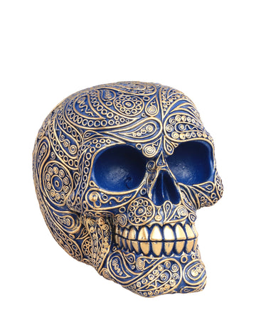 Craniu din rășină barocă albastră, 11,5 cm