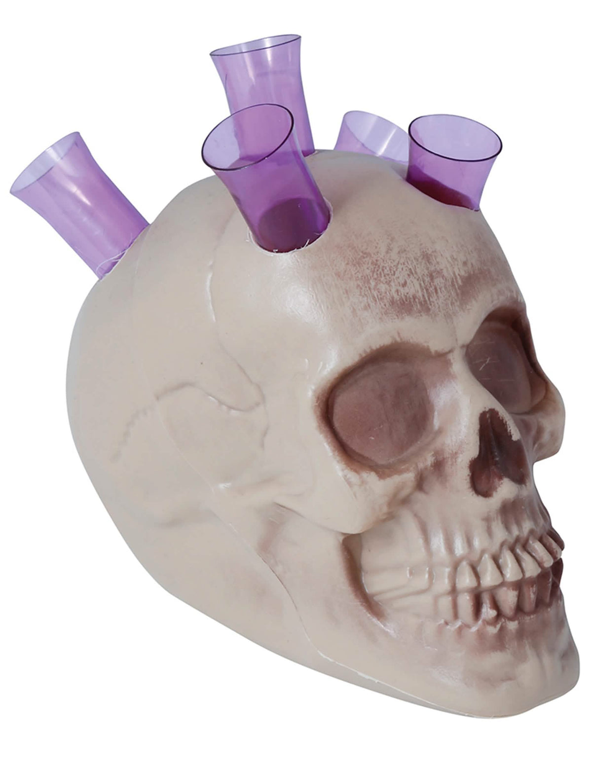 Craniu suport pentru shot pentru adult bej cu pahare violet