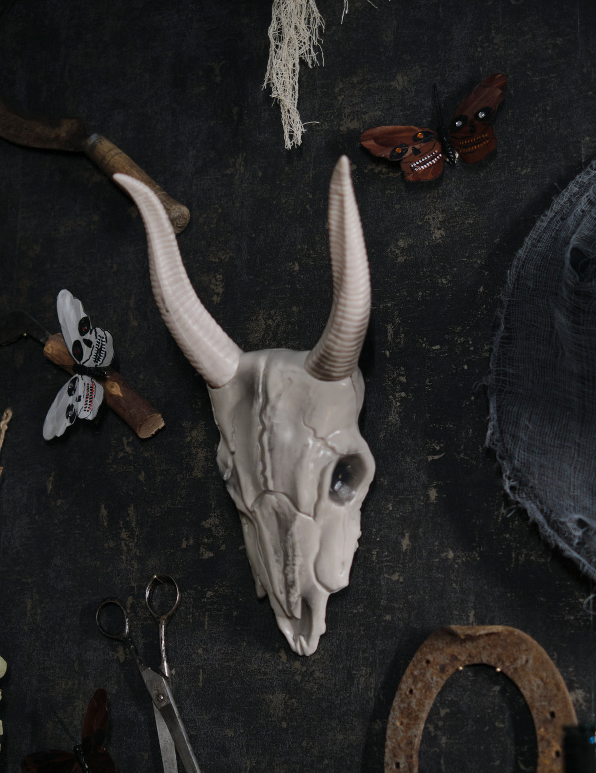 Mise en scène décorative du crâne tête de buffle pour décoration