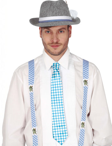 Cravată bavareză cu cecuri albastre și albe