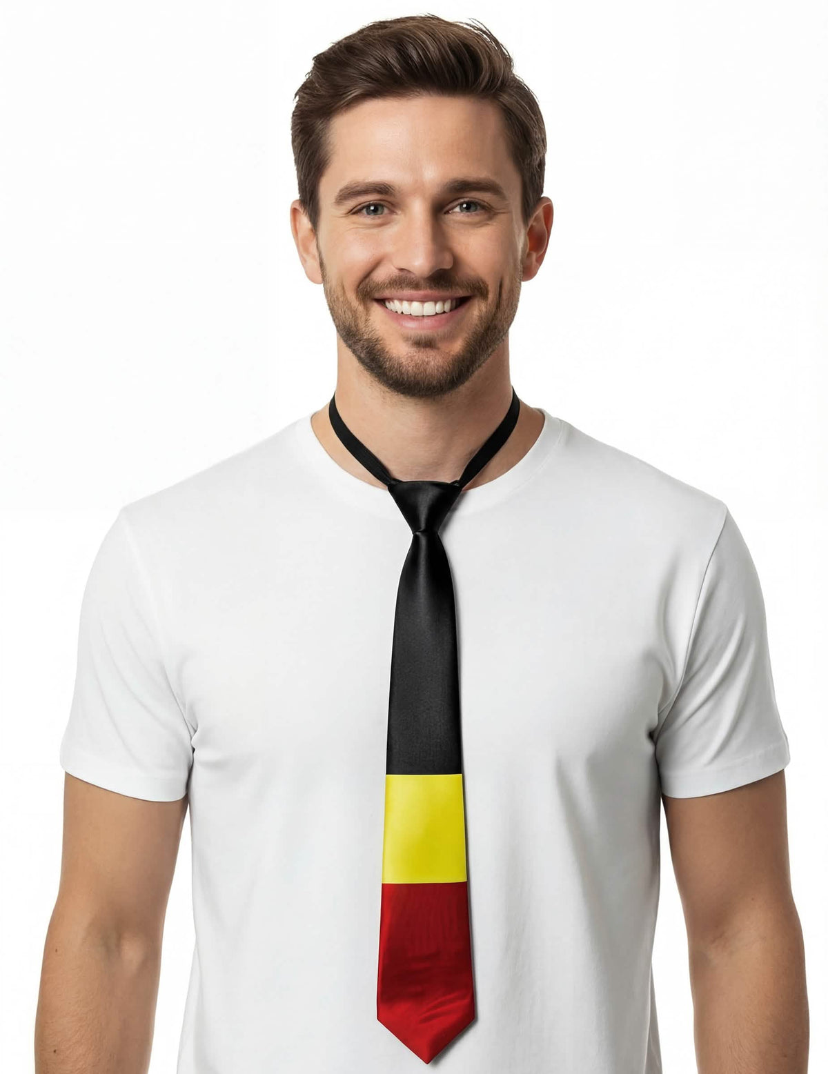 Cravată de suporter belgia pentru adult negru galben și roșu
