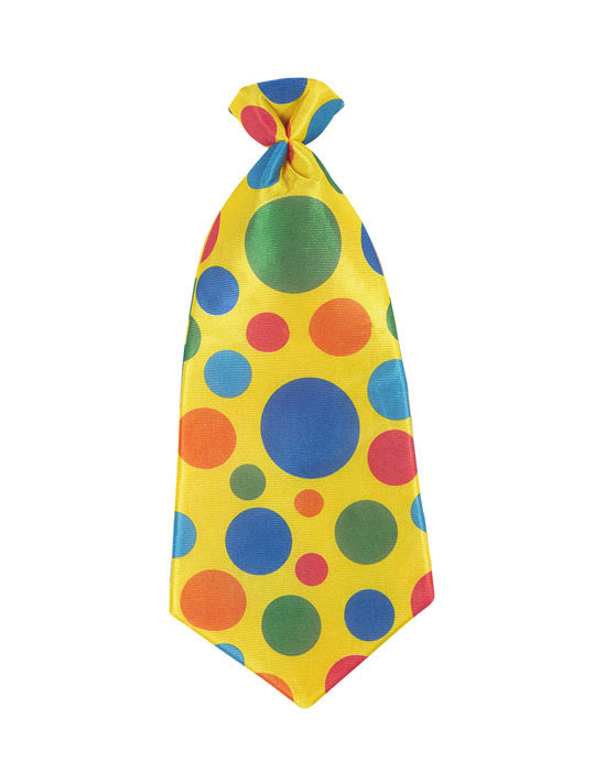 Cravate à pois clown pour adulte jaune à pois multicolores