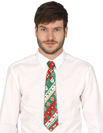Cravată de Crăciun roșie și verde pentru adulți