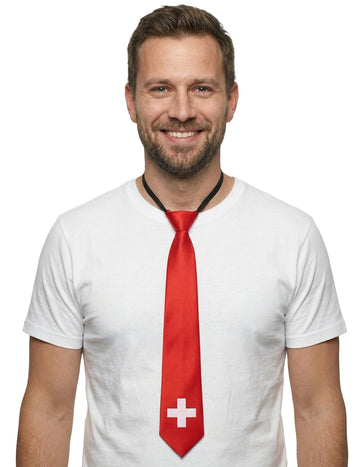 Cravată cu steagul Elveției pentru adulți 50 cm 