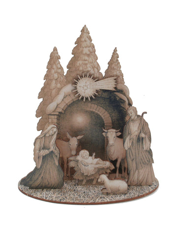 Iesle tradițională de Crăciun din lemn cu figurine 20 x 22 cm 