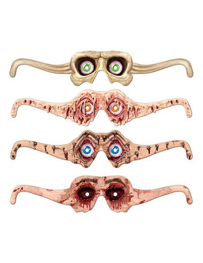 Lunettes en carton effrayantes pour Halloween modèles gore et zombie assortis