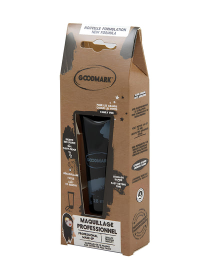 Vue de l'emballage du tube noir de la Crème de maquillage à l'eau professionnel pour adulte et enfant