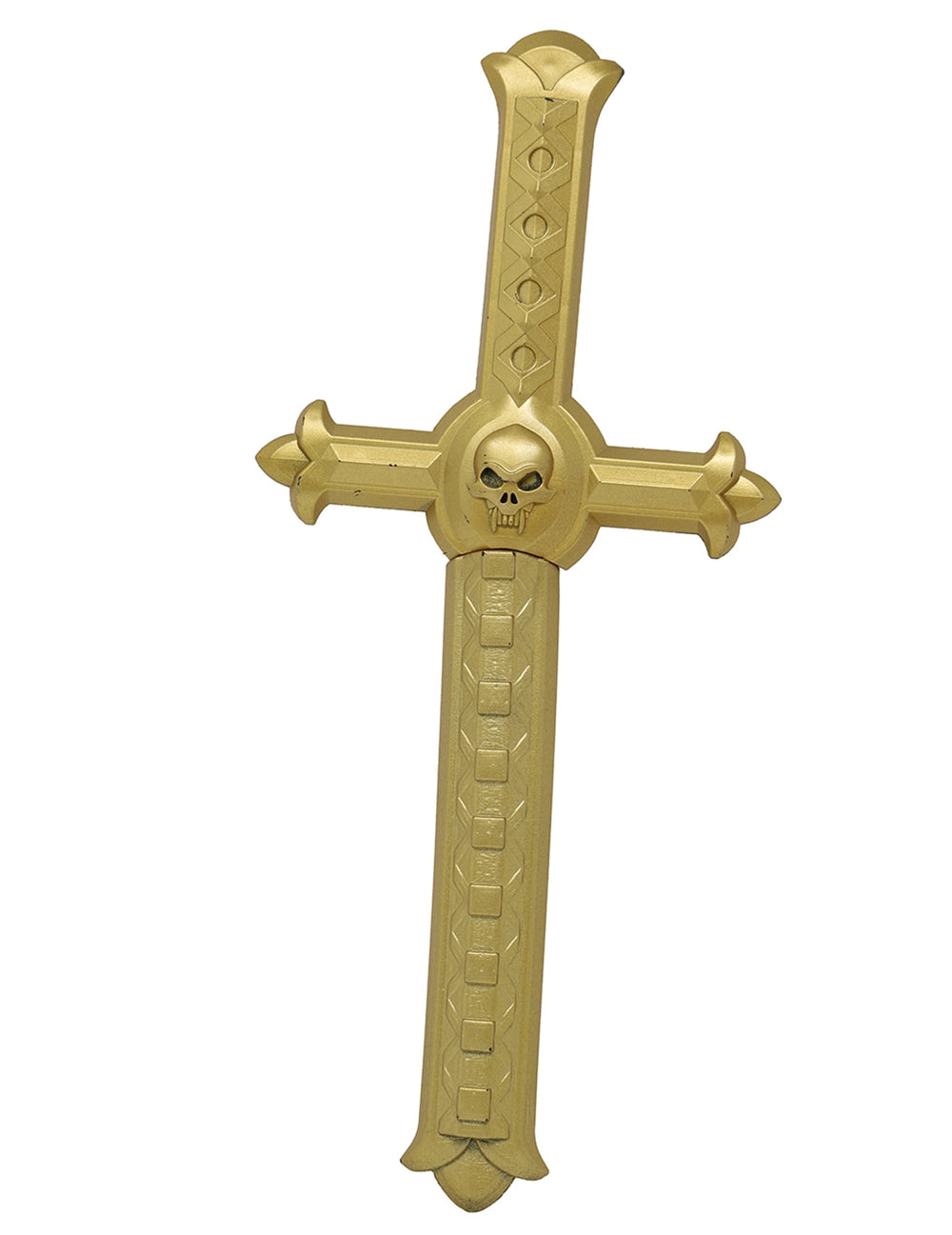Croix de moine avec poignard pour adulte dorée avec tête de mort