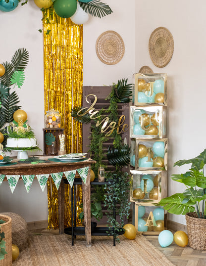 Cubul cu balon transparent auriu 30 x 30 cm