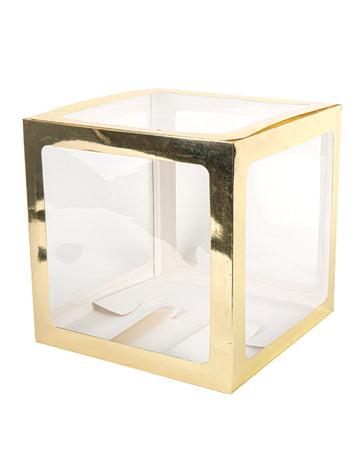 Cubul cu balon transparent auriu 30 x 30 cm