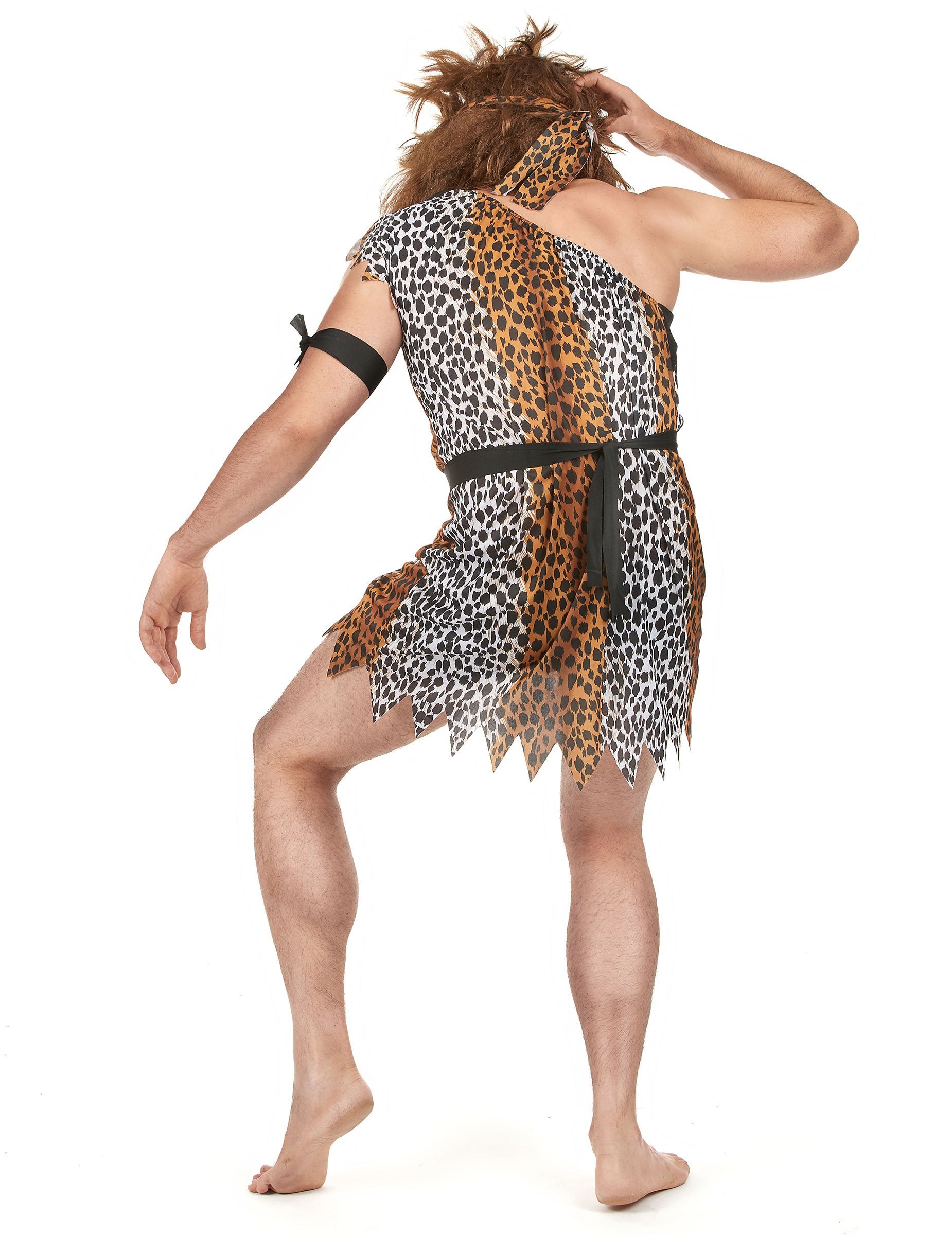 Vedere din spate a costumului de om al peșterii