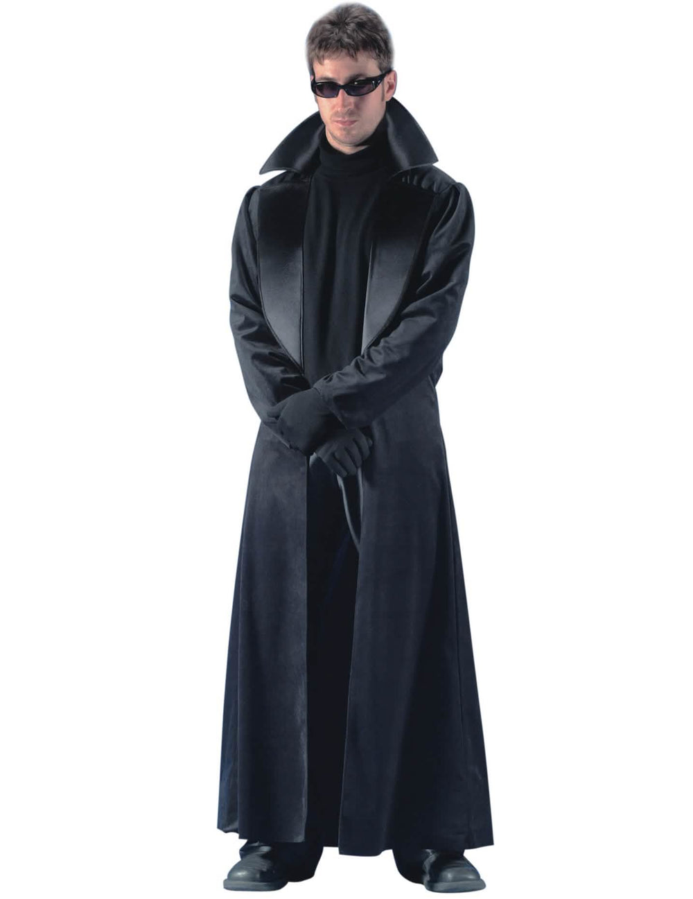 Déguisement manteau long pour homme noir avec col montant