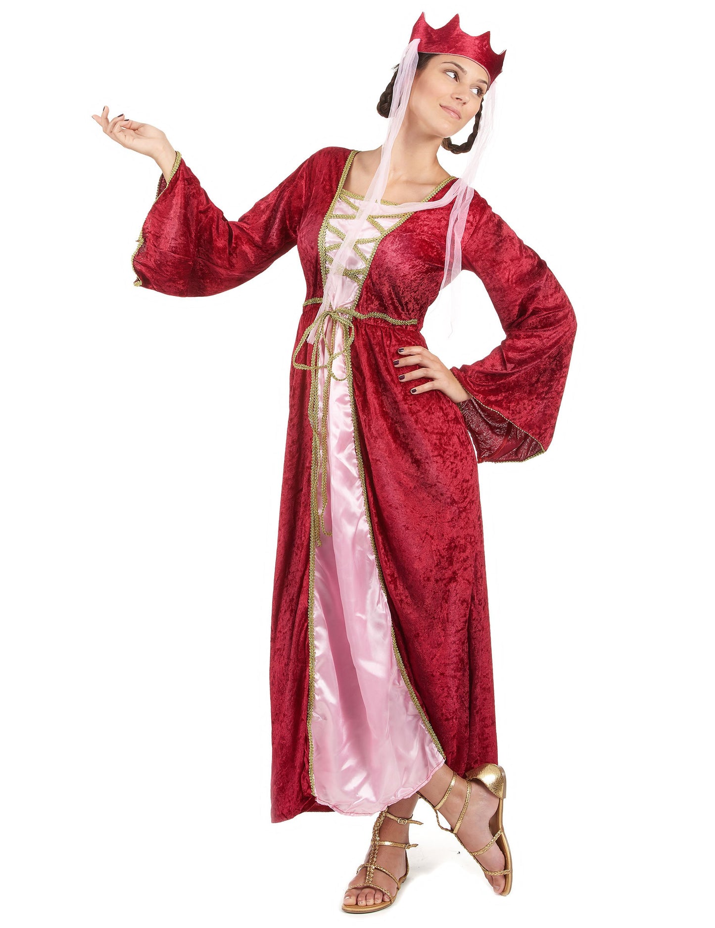 Femeie regină medievală roșie deghizată