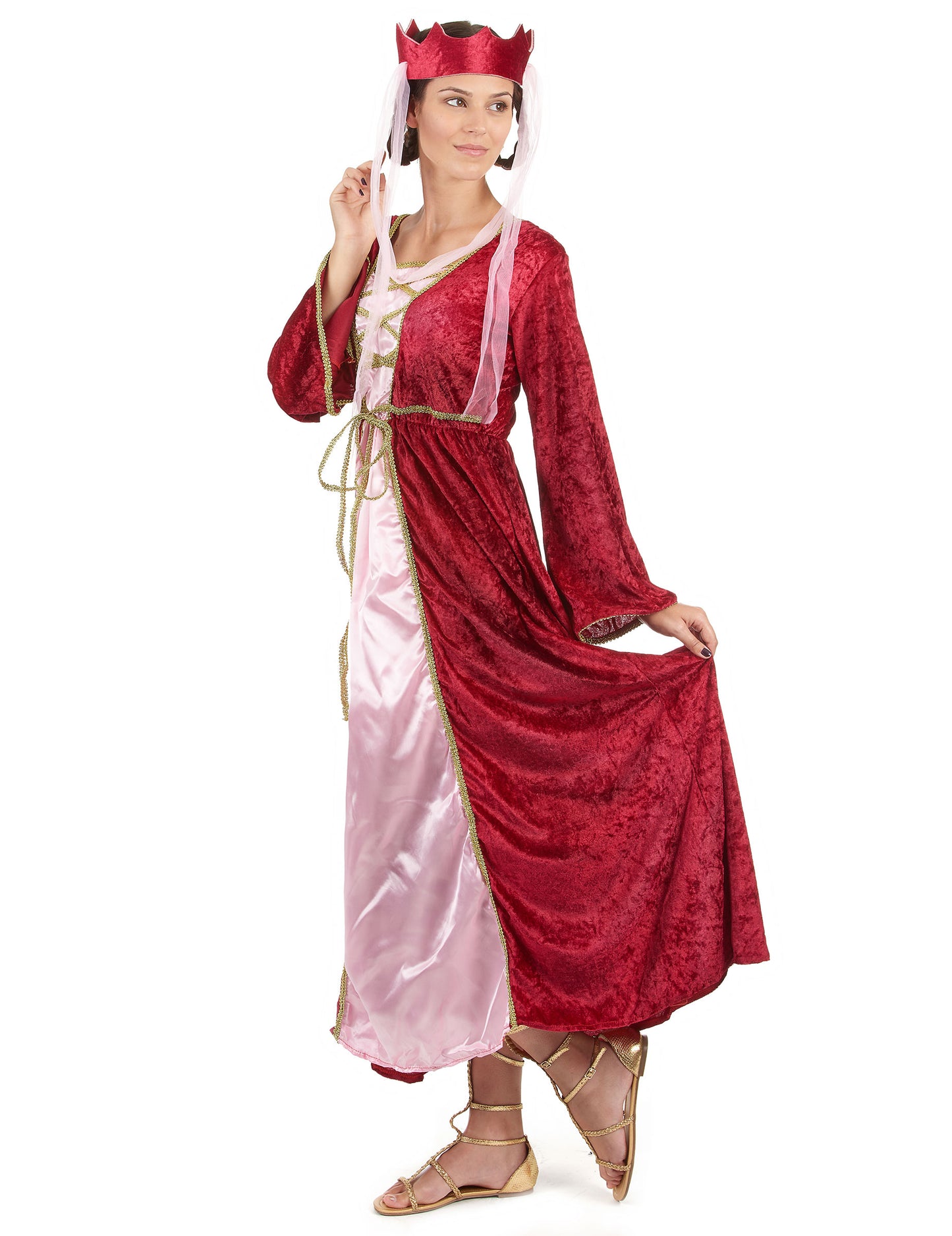 Femeie regină medievală roșie deghizată