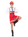 Déguisement de danseuse traditionnelle russe pour femme rouge et blanc avec coiffe
