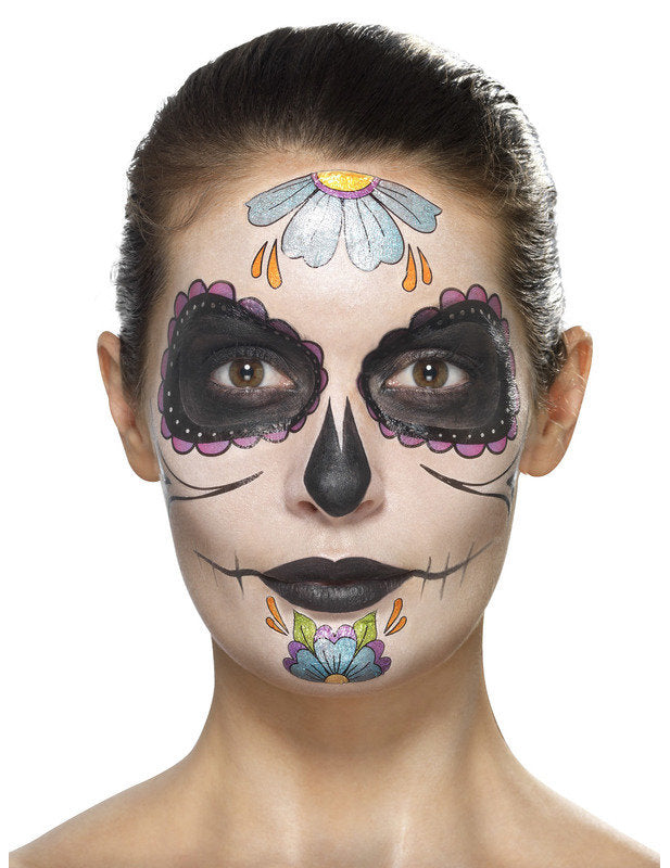 Kit Makeup Blue Flowers Woman Dia de los Muertos