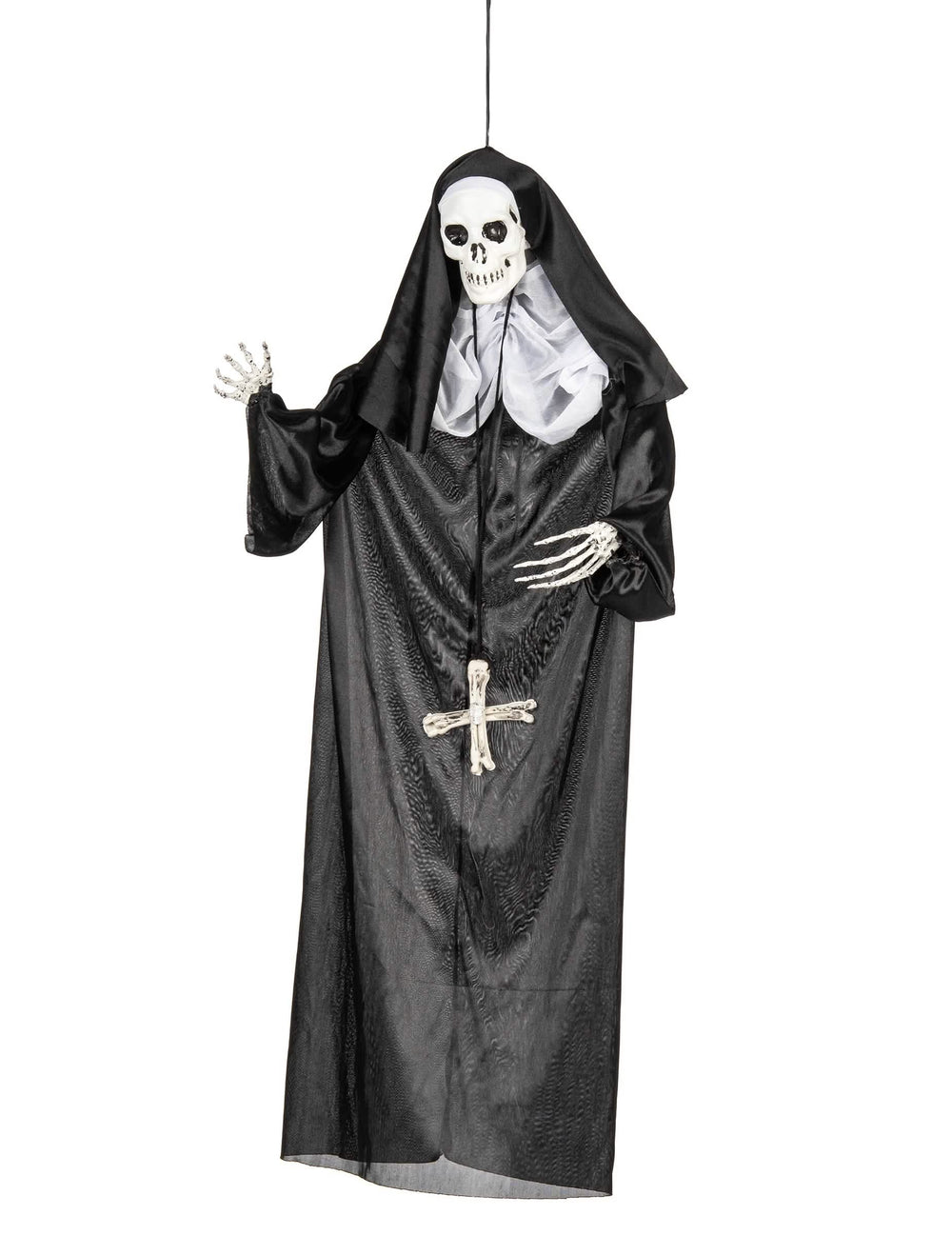 Decorațiune de agățat de călugăriță pentru halloween alb și negru cu schelet