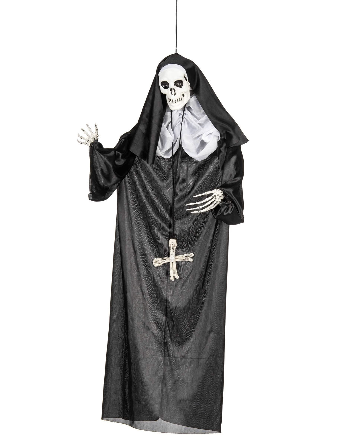 Decorațiune de agățat de călugăriță pentru halloween alb și negru cu schelet