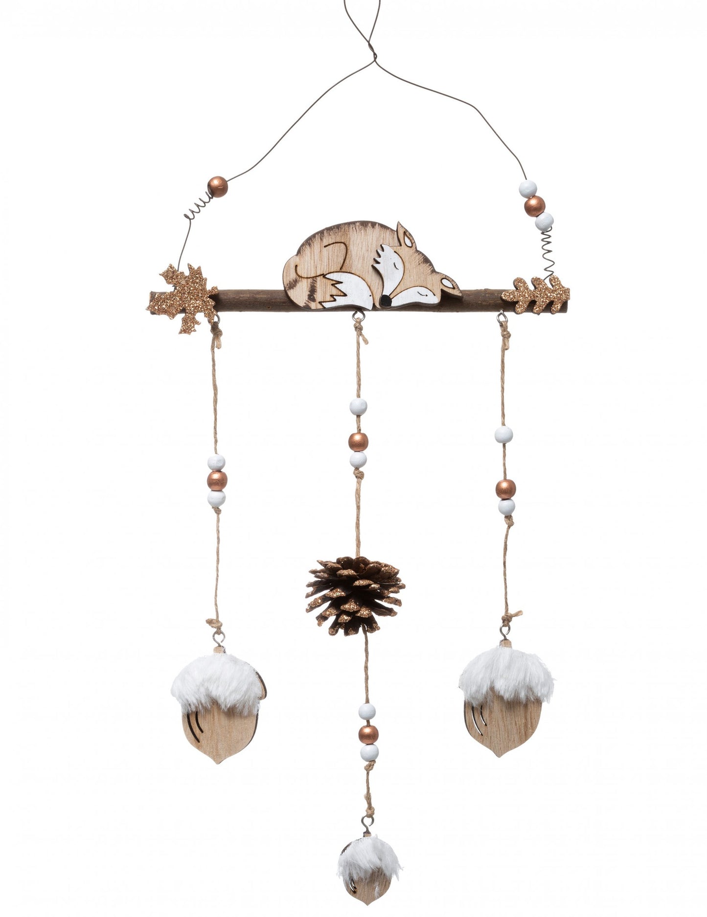 Decorare care cântă în lemn de vulpe 42 cm