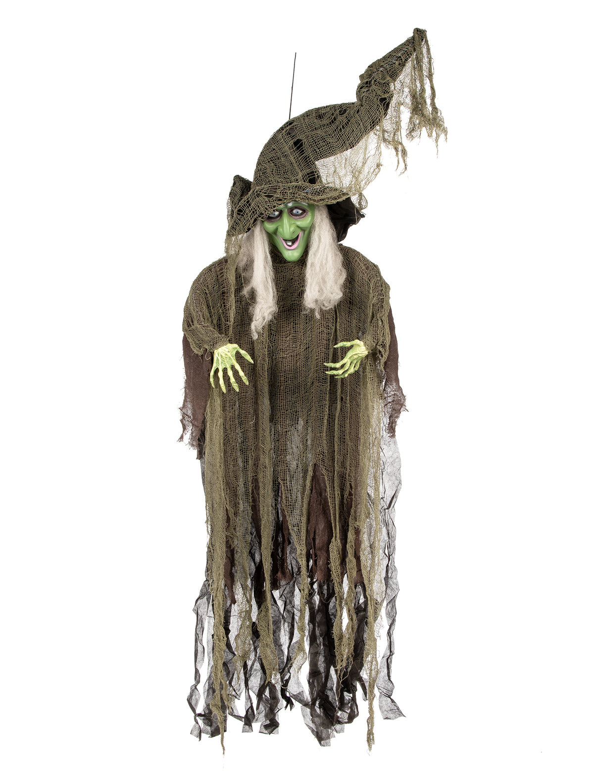 Décoration à suspendre sorcière pour Halloween verte et marron