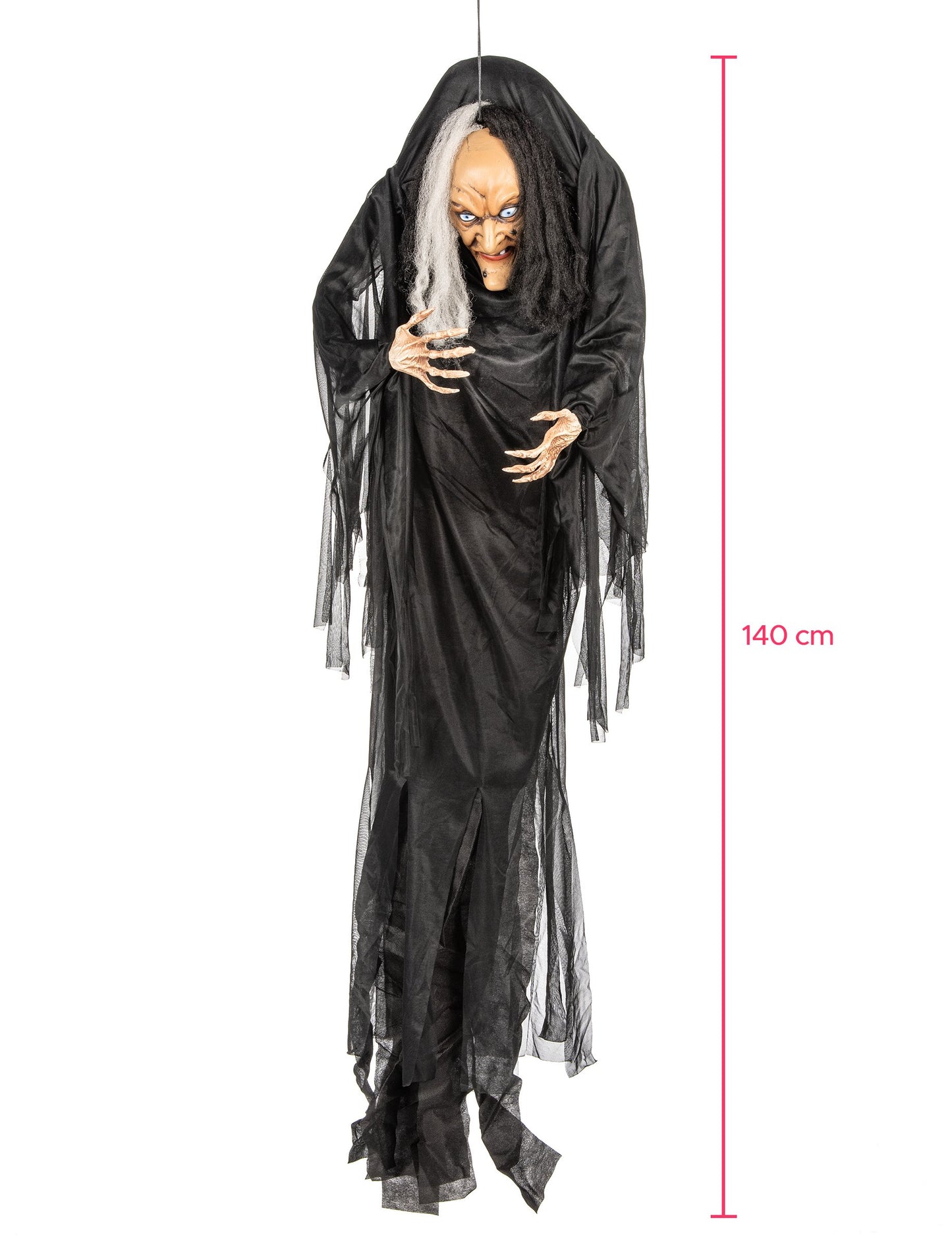 Decorare pentru a atârna vrăjitoare alb -negru 140 cm Halloween