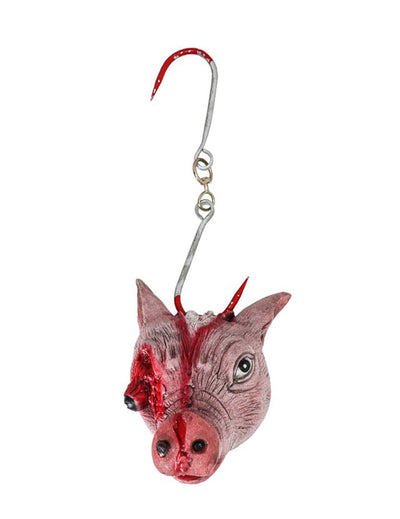 Décoration à suspendre tête de cochon pour Halloween ensanglantée