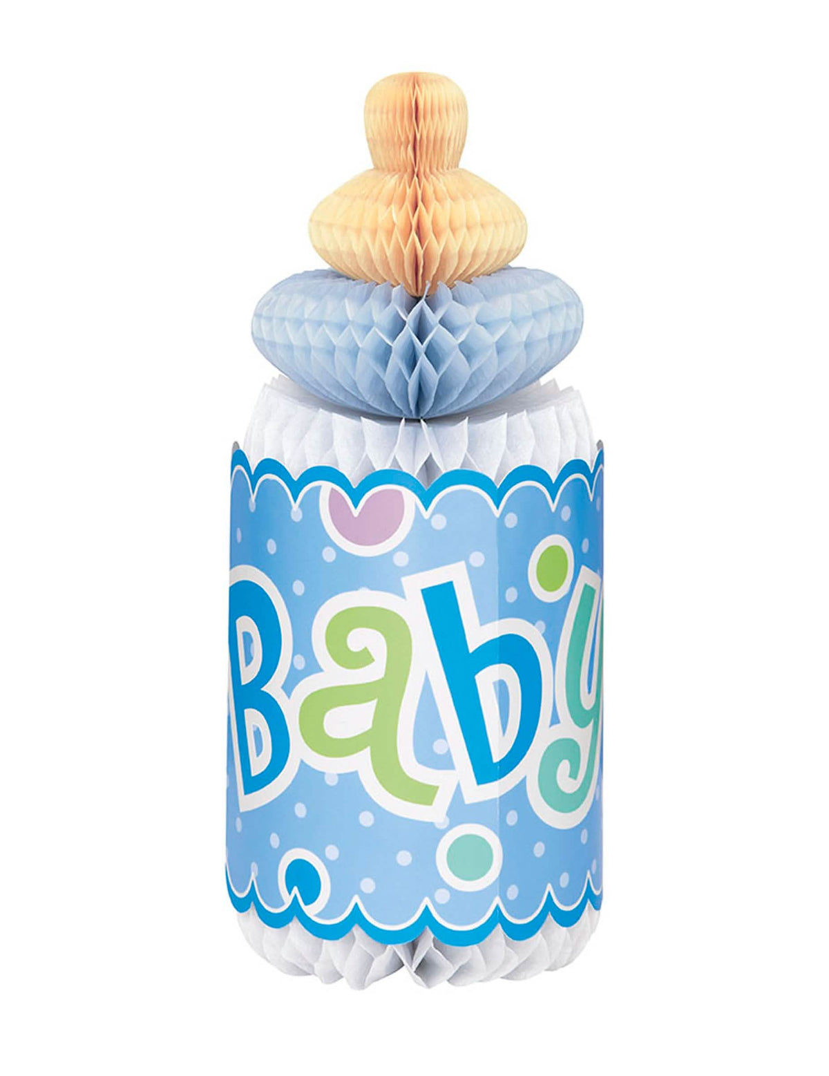 Decorațiune alveolată centru de masă biberon pentru baby shower albastru
