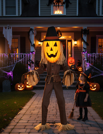 Décoration animée Citrouille XL 182cm Jack O'Lantern avec mouvement et son