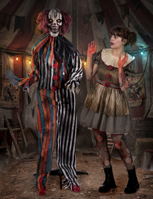 Decorațiune animată clovn măcelar malefic cu mișcări 175 cm