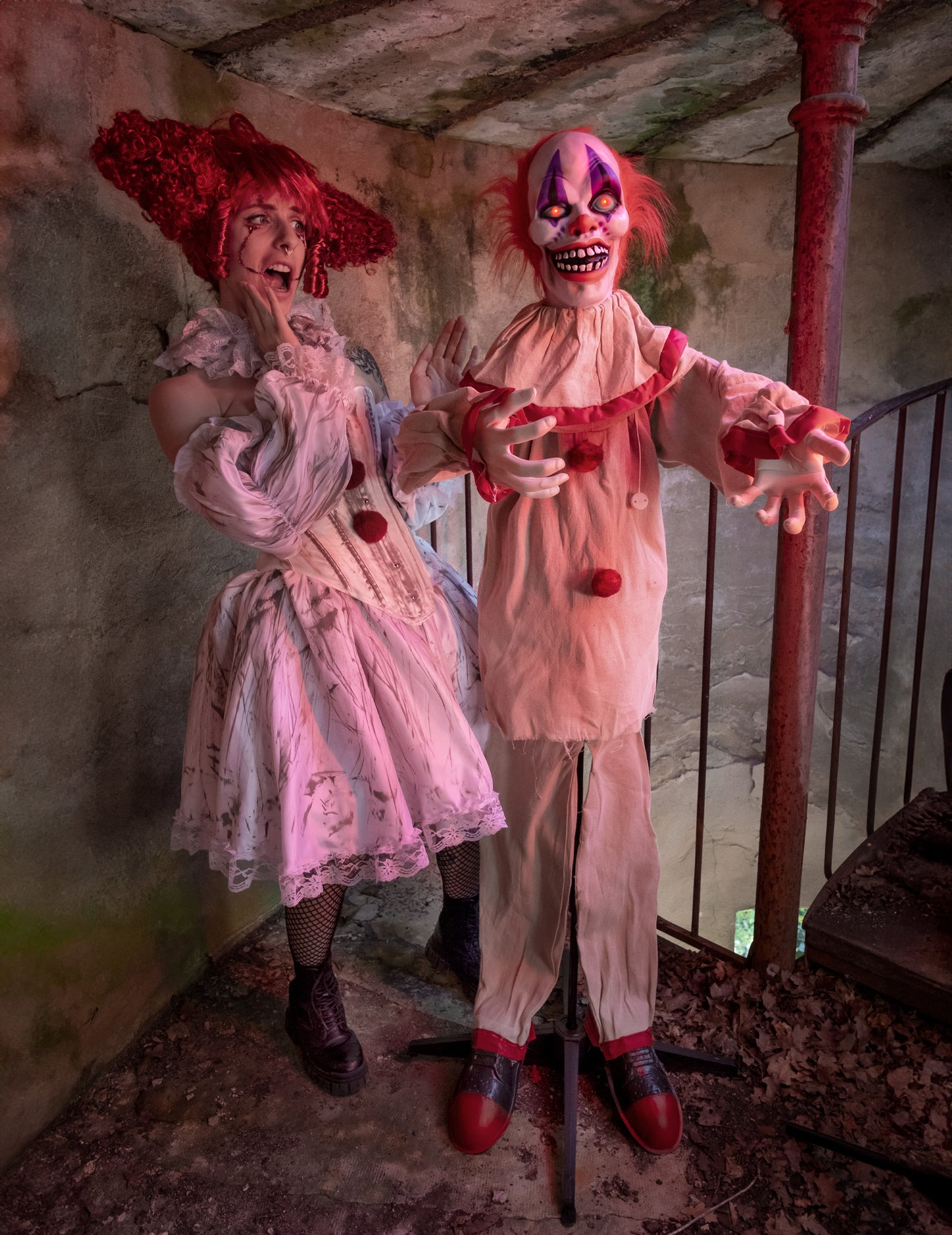 Decorațiune animată cu clovn înfricoșător 153 cm