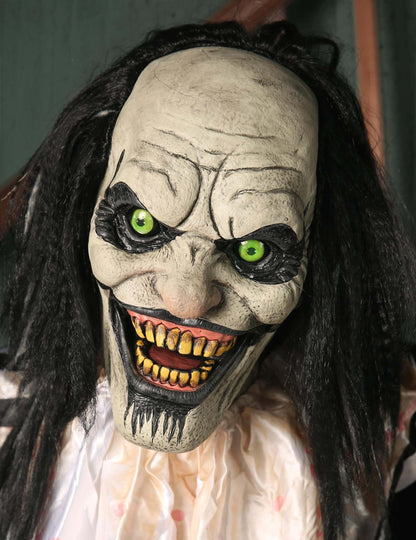 Decorare animată Clovură terifiantă cu copilul agățat cu mișcări și lumini de 2,15 m