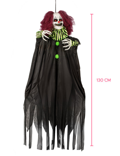 Decorare animată îngrozitoare clovn atârnând 130 cm