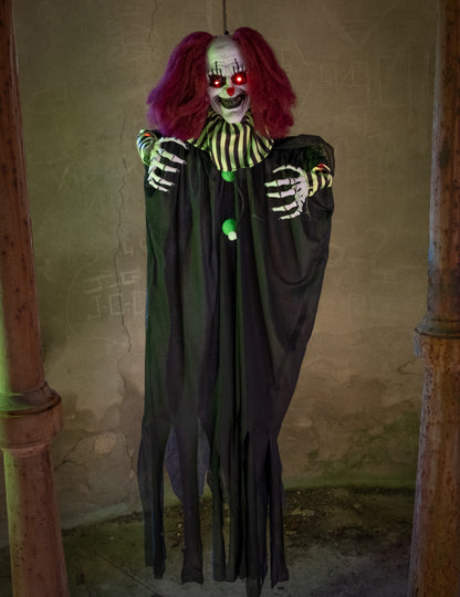 Decorare animată îngrozitoare clovn atârnând 130 cm