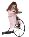 decorațiune animată fetiță posedată pe bicicletă pentru halloween rochie roz cu mișcare