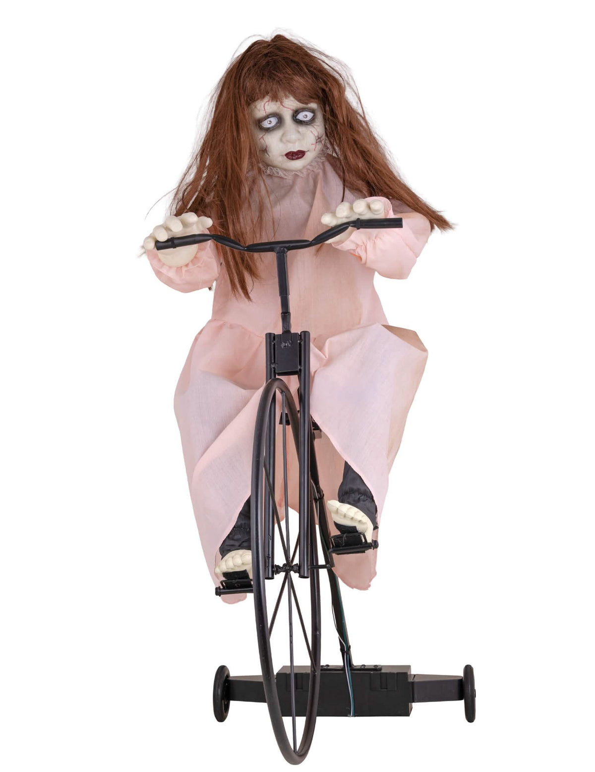 Decorațiune animată cu fetiță posedată pe bicicletă, cu mișcare, 72 x 30 x 94 cm