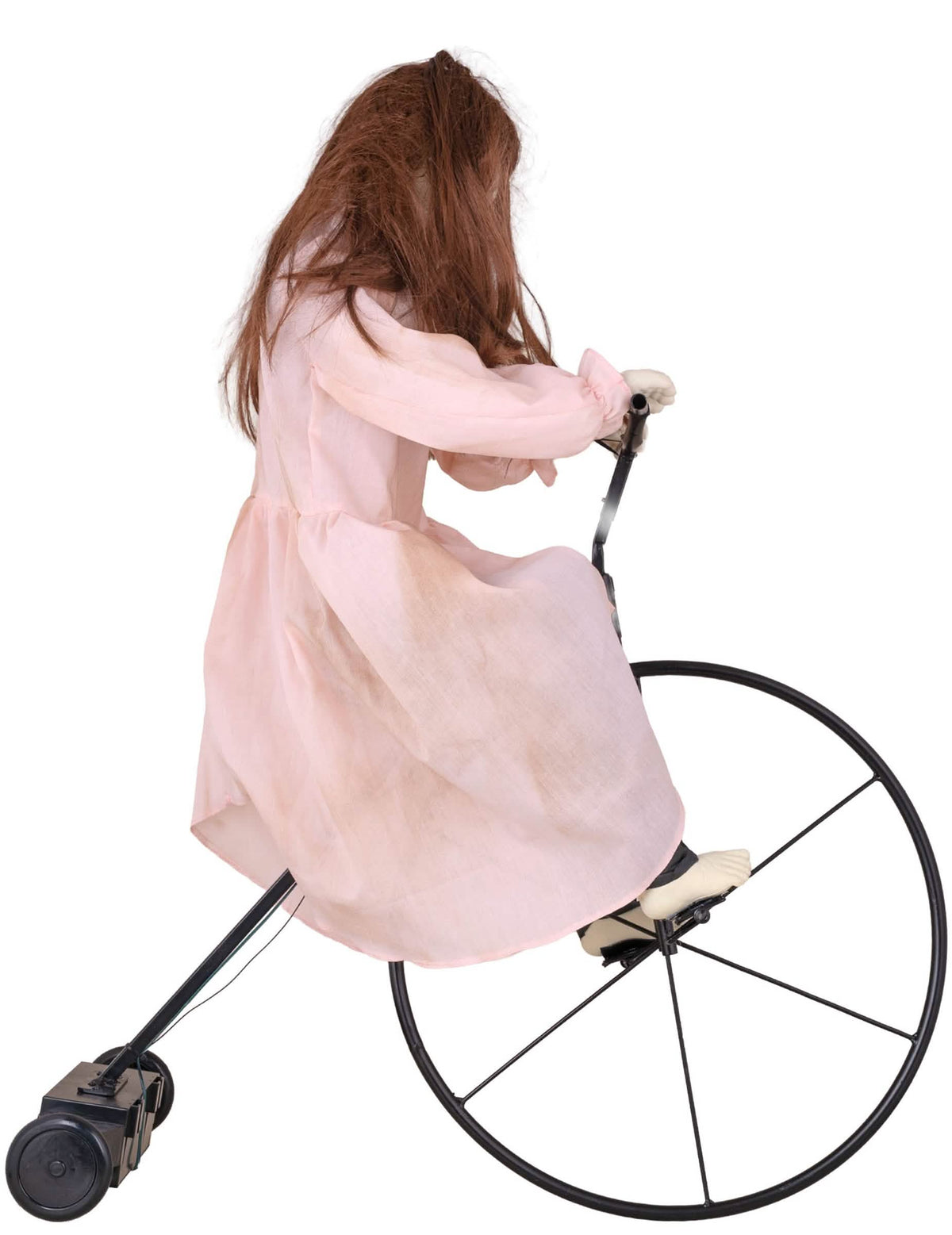 Decorațiune animată cu fetiță posedată pe bicicletă, cu mișcare, 72 x 30 x 94 cm