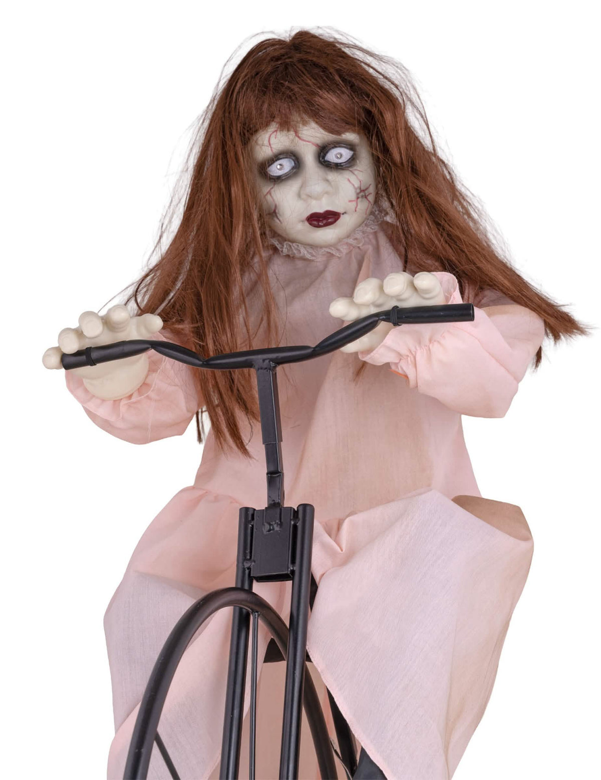 Decorațiune animată cu fetiță posedată pe bicicletă, cu mișcare, 72 x 30 x 94 cm