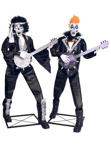 Décoration animée et sonore duo squelettes punk rock 185 cm
