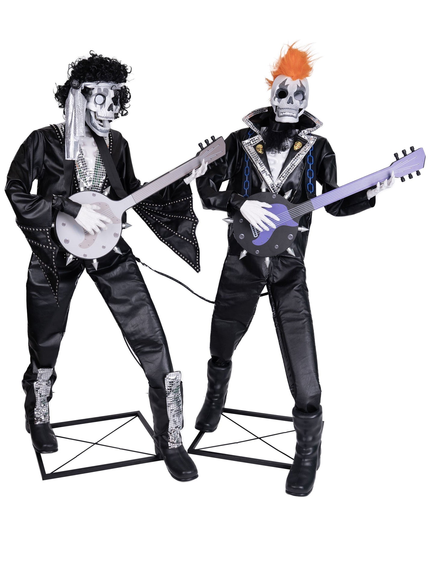 Décoration animée et sonore duo squelettes punk rock 185 cm