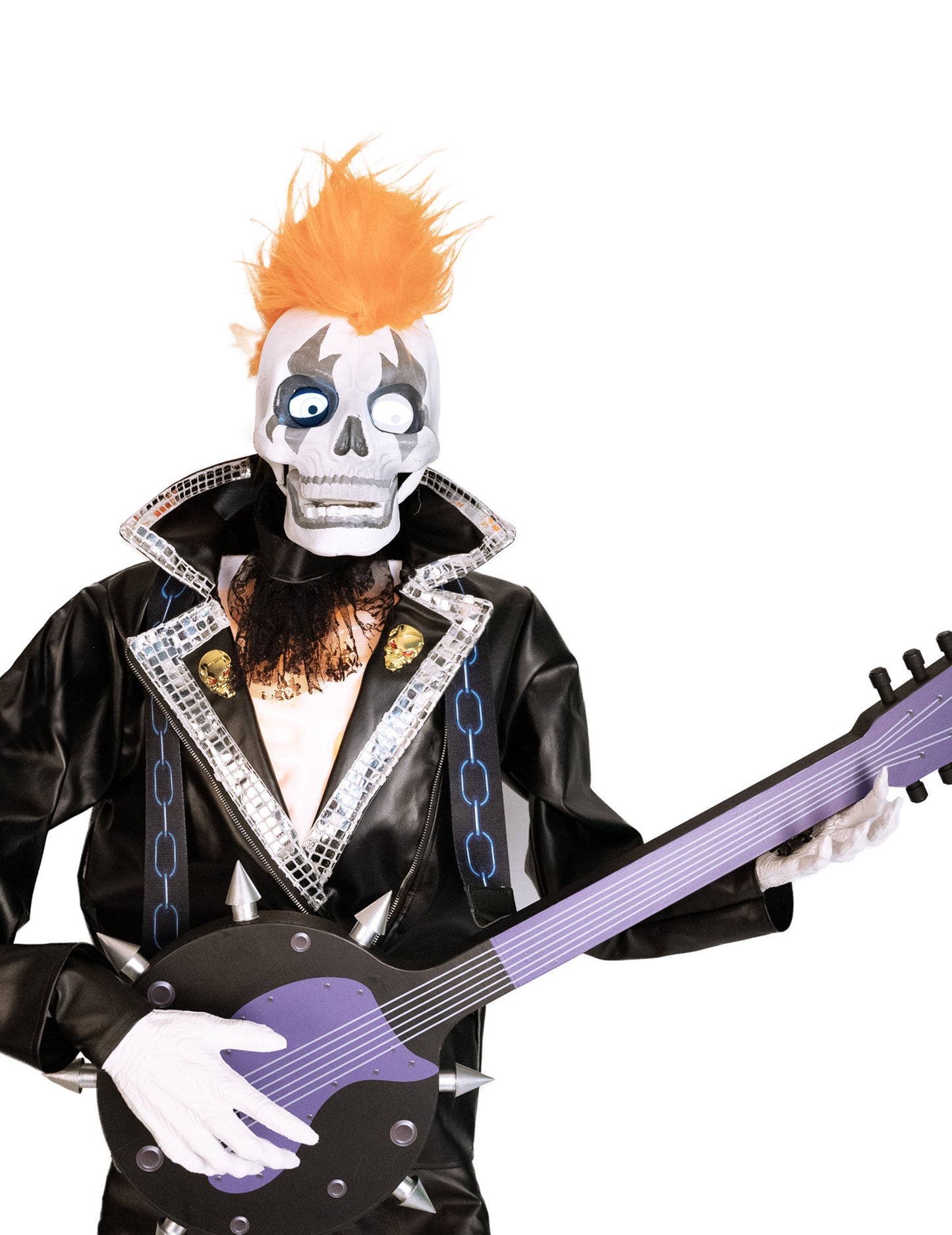 Décoration animée et sonore duo squelettes punk rock 185 cm