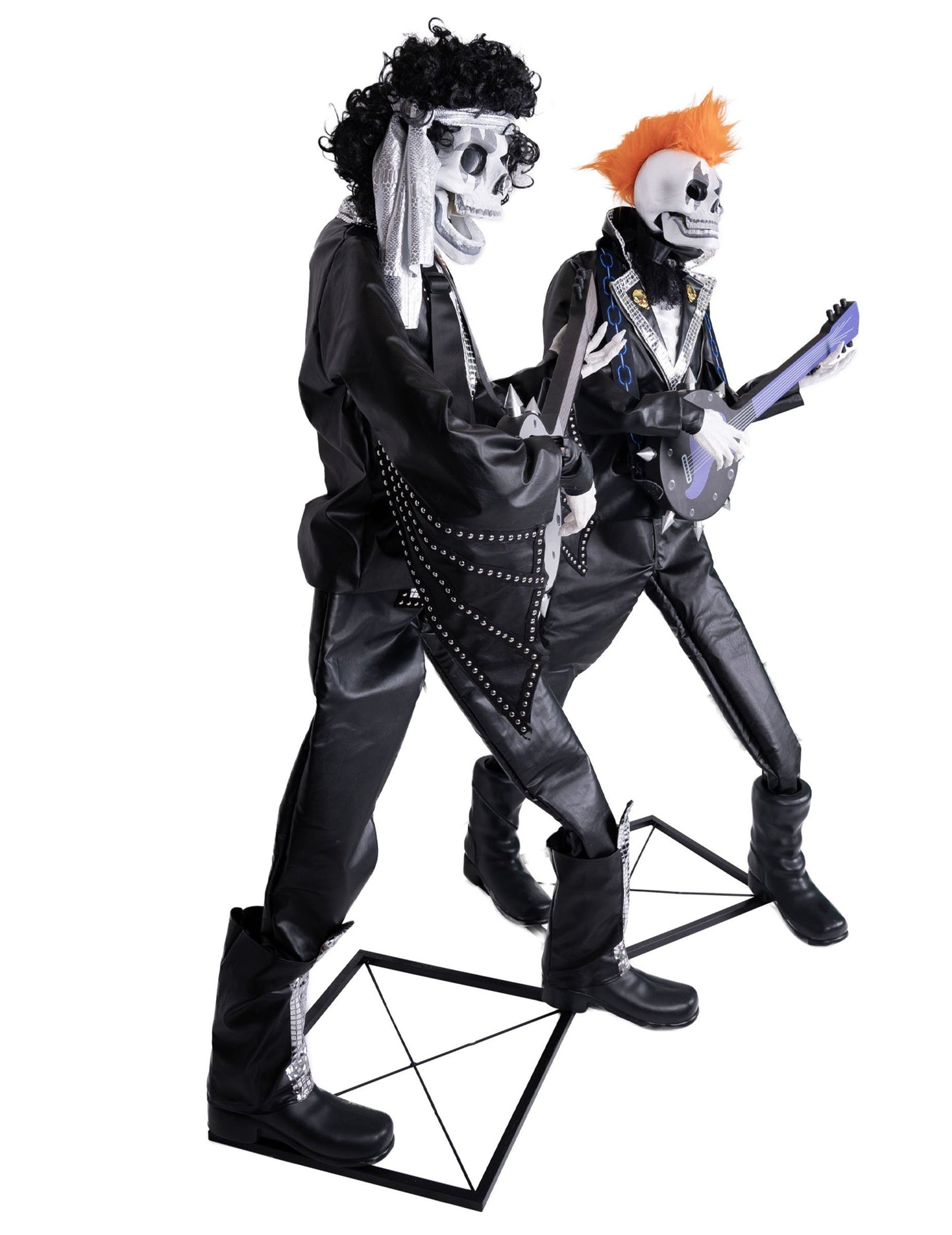 Décoration animée et sonore duo squelettes punk rock 185 cm