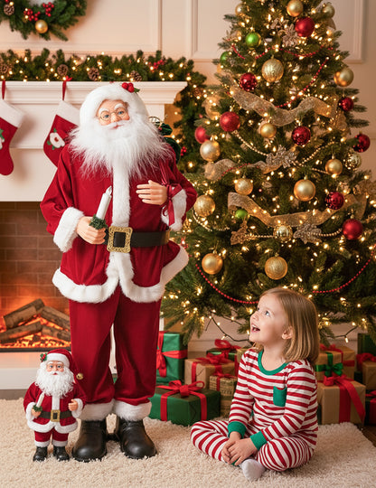 Decorațiune muzicală animată cu Moș Crăciun, cu mișcare, sunet și lumină 90 cm