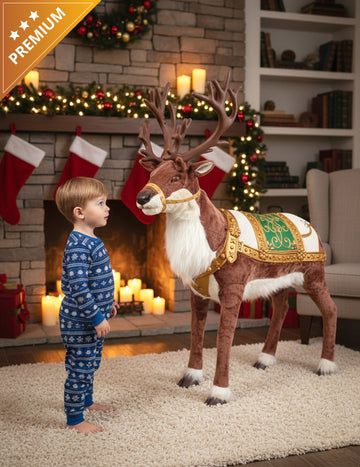 Decorațiune animată de Crăciun cu reni, sunet și mișcare 143 cm