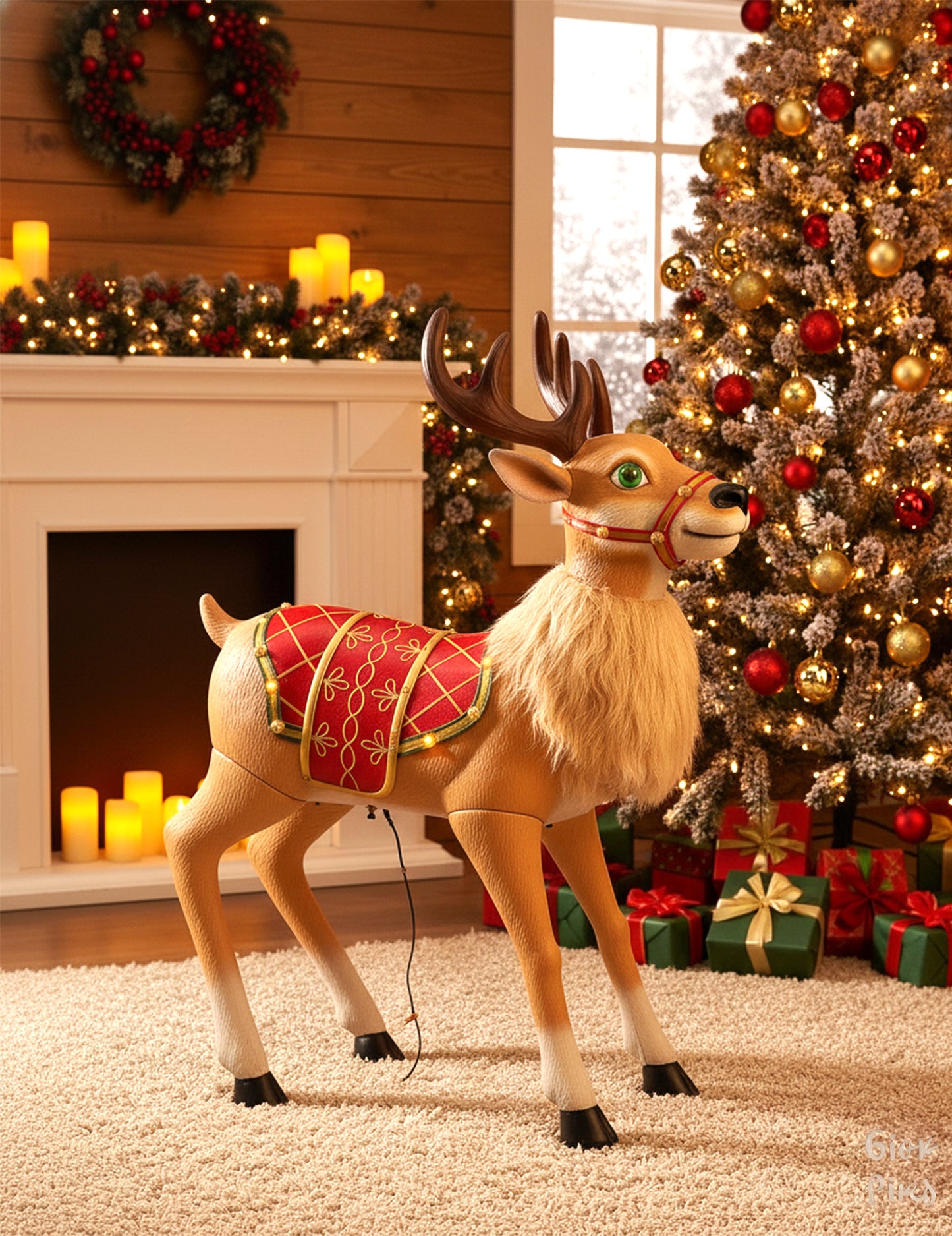 Decorațiune de Crăciun animată, Reni fantezisti, 120 cm