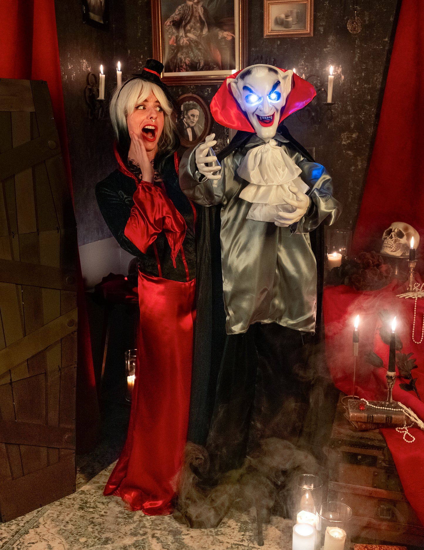 Sunet animat și decorare ușoară vampir zâmbind 165 cm